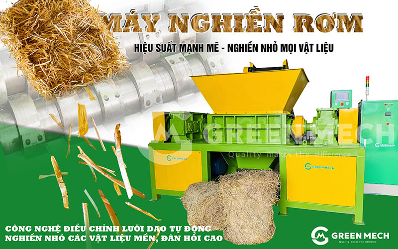 Máy nghiền 2 trục nghiền rơm rạ GREEN MECH