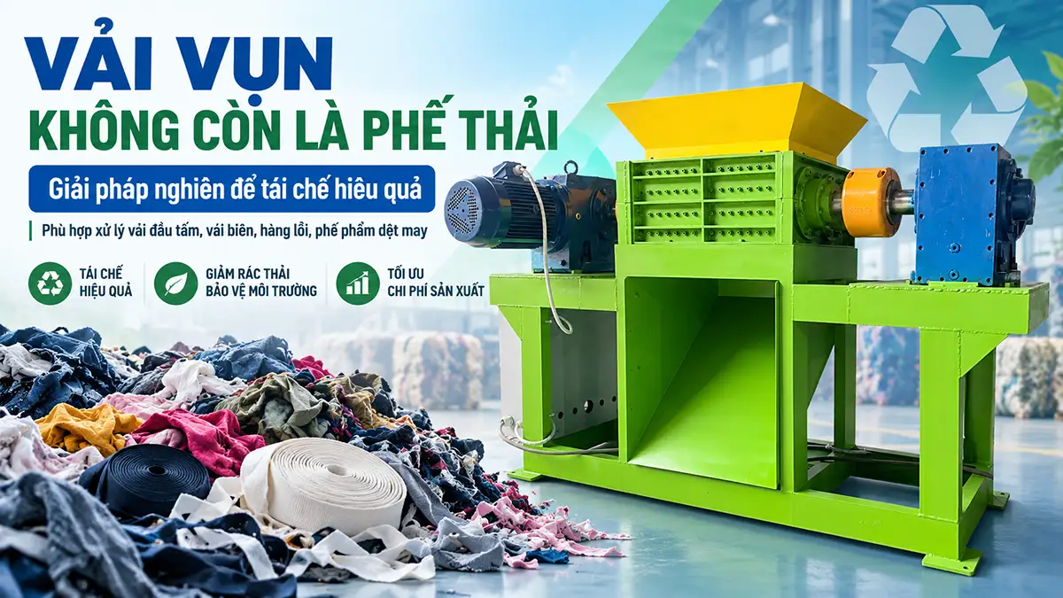 Nghiền vải vụn để tái chế bằng máy nghiền 2 trục